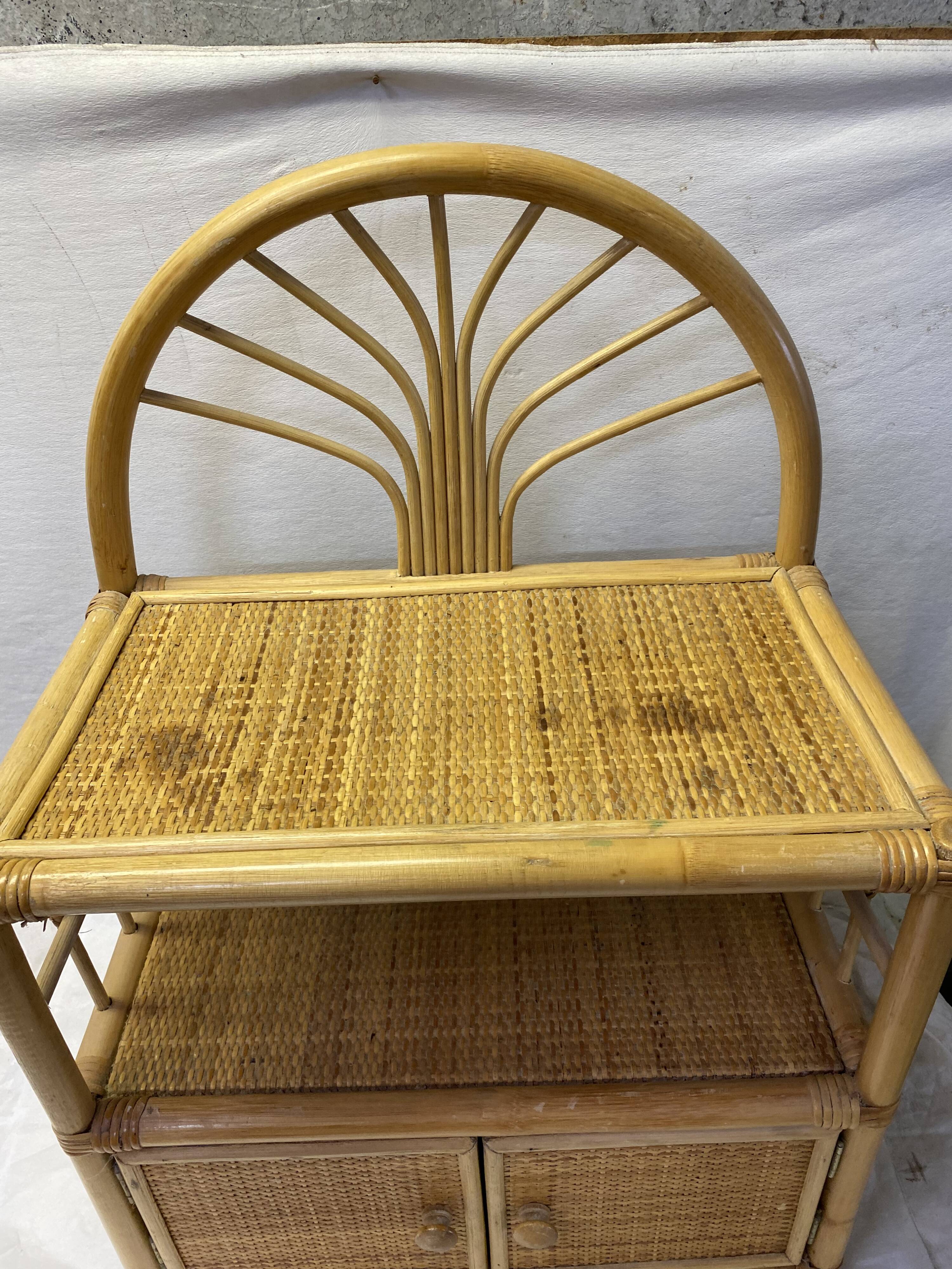 Vintage rattan storage cabinet