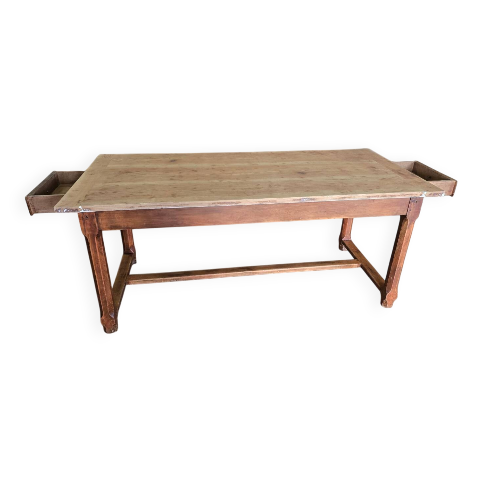 Farm table in solid pine with two drawers – 19th century