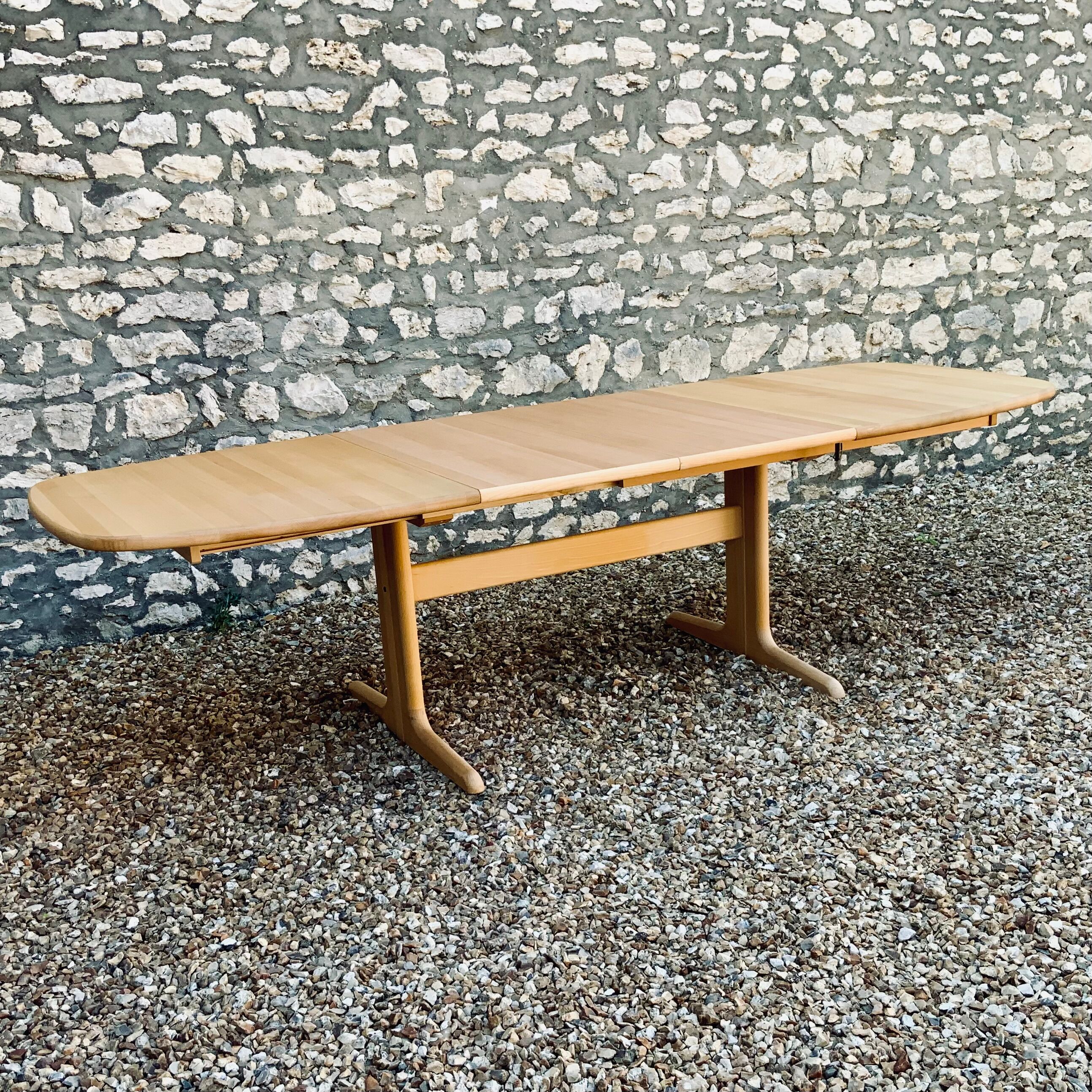 Scandinavian Design Extension Table 1960/70 In Solid Beech