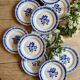 Set of 12 vintage blue flower dessert plates