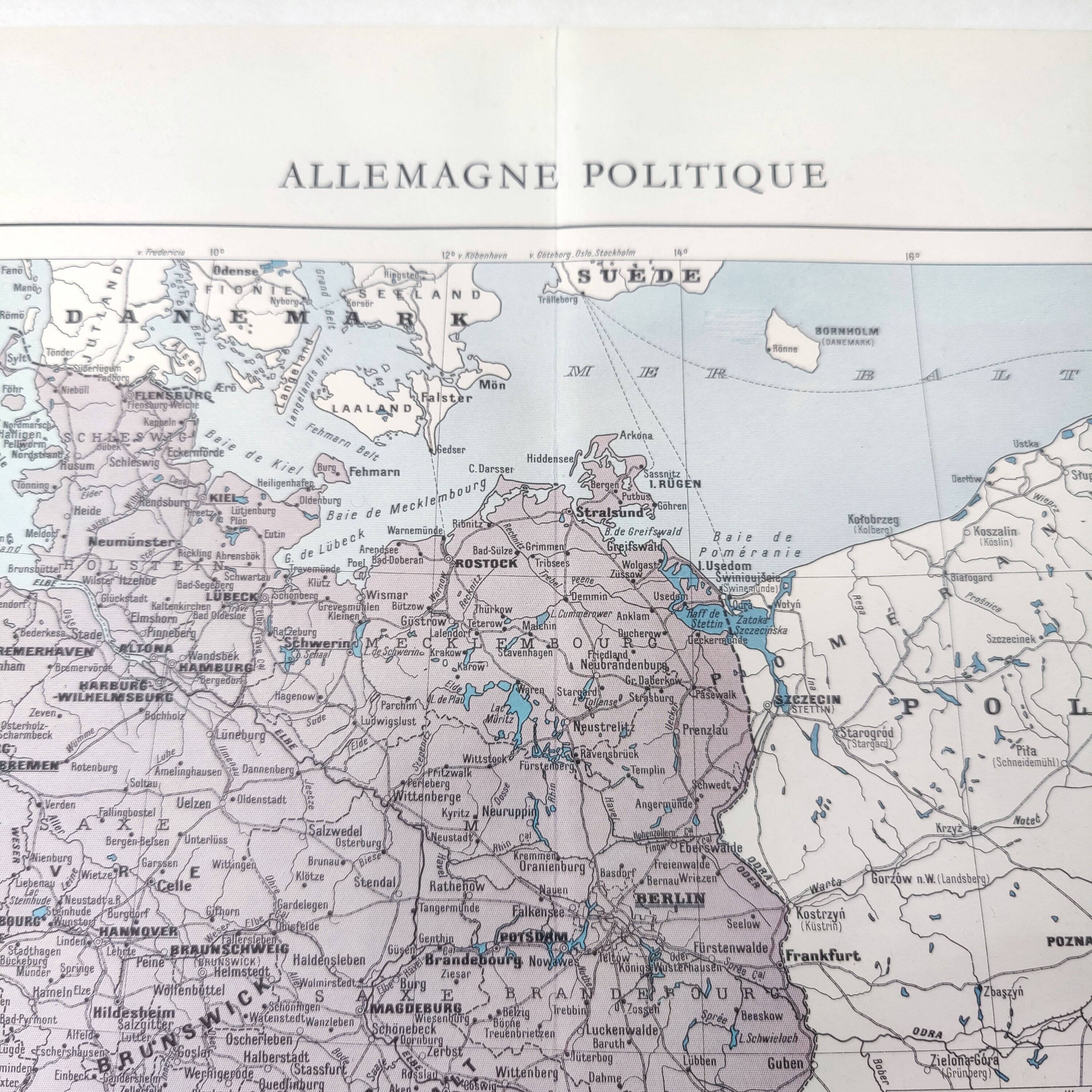 Old Germany map 43x43cm from 1950