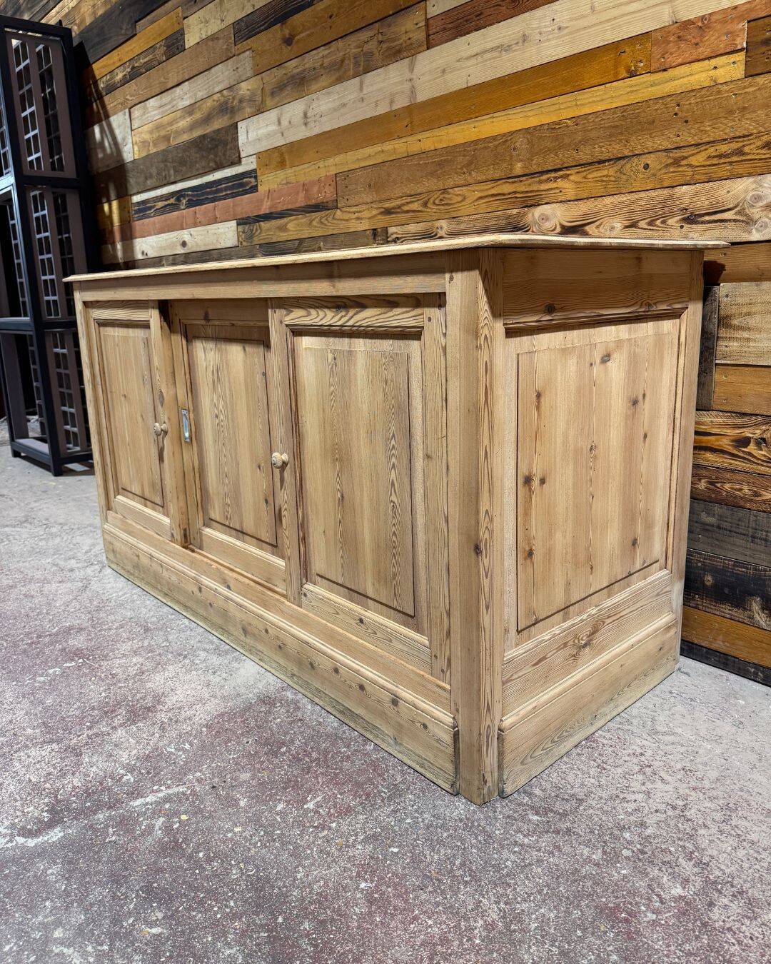 Old haberdashery counter in pitch pine