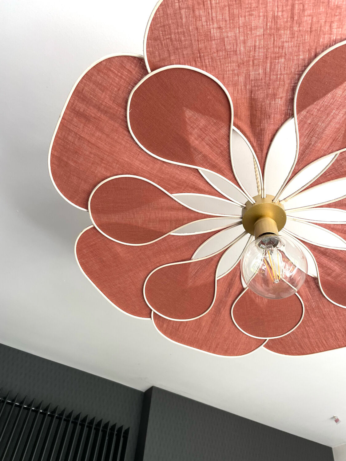 Linen and rattan pendant light