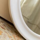 Round wall mirror by Carrara & Matta, white plastic bezel, Italian 1970s vintage