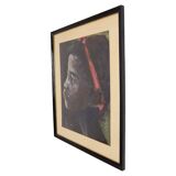 Peinture sur papier représentant une fille africaine Weyne 66x56cm