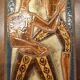 Lava enamelled ceramic painting Vintage Africanist 1950 signed Jaffeux