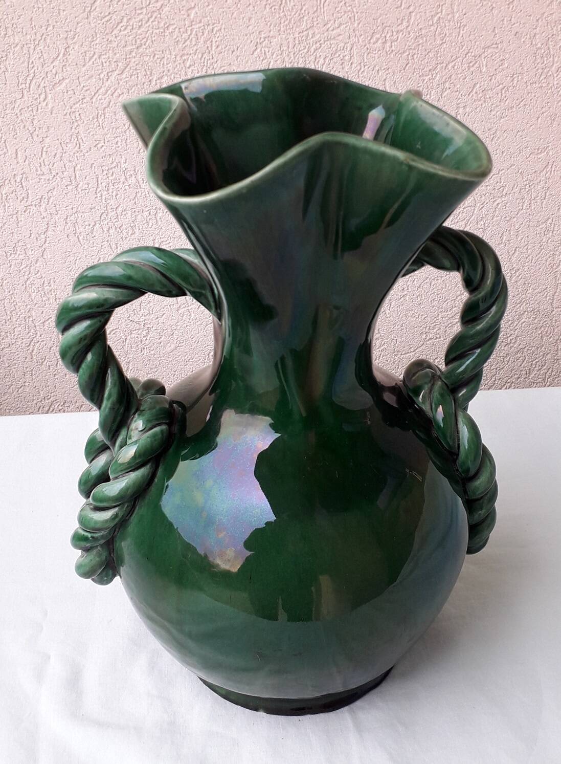 Green ceramic vase