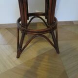 Set of 2 swivel bar stools / chairs - wood - cane - rattan - 80s