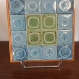 Dessous plat vintage en bois et céramique