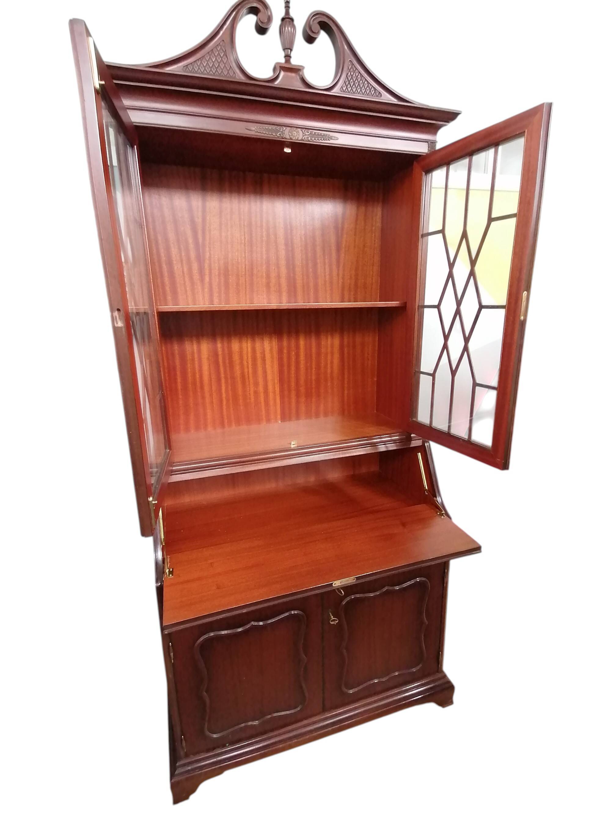 Trumeau (secretary desk) vintage con vetrina, anni 50