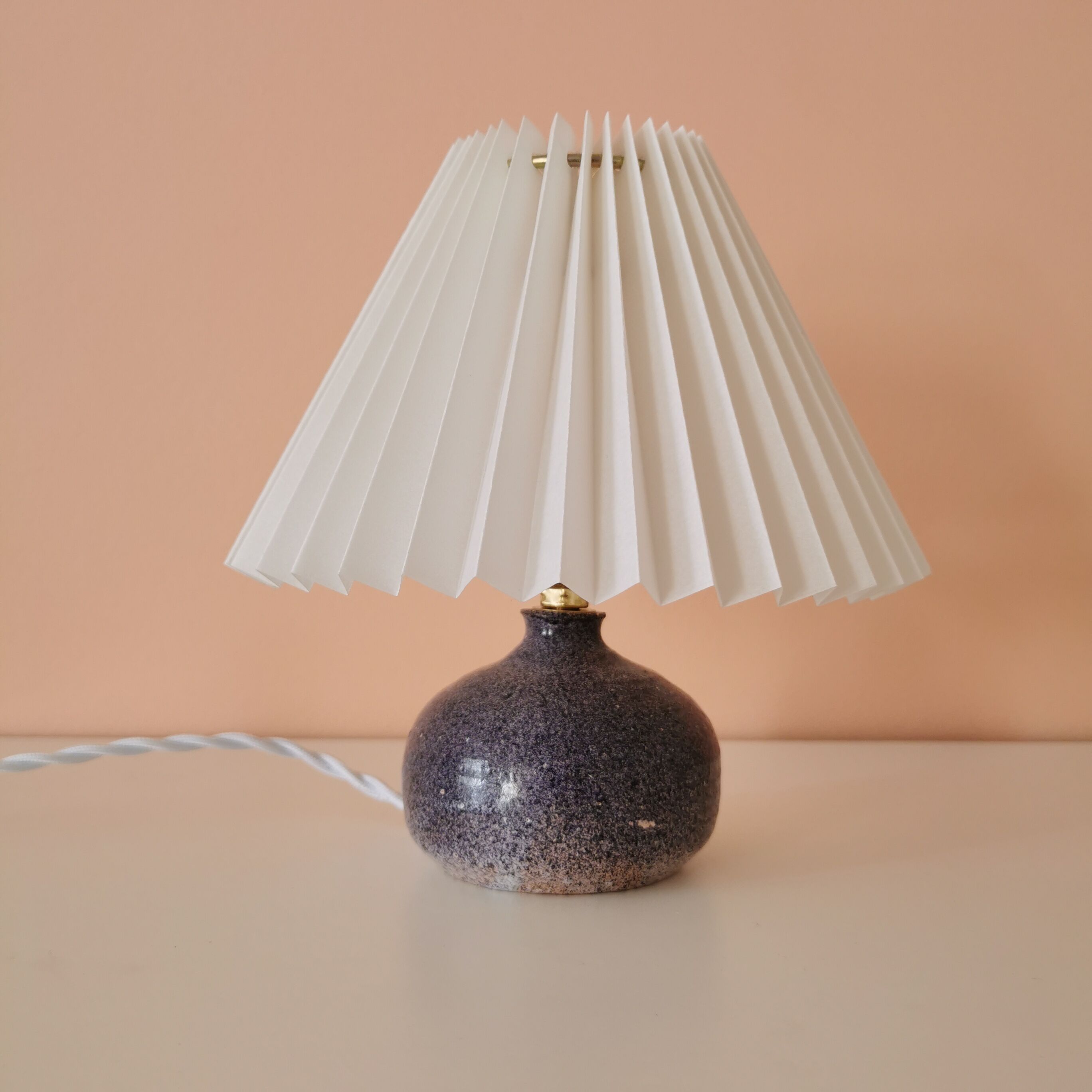Upcycled lamp in pleated sandstone lampshade