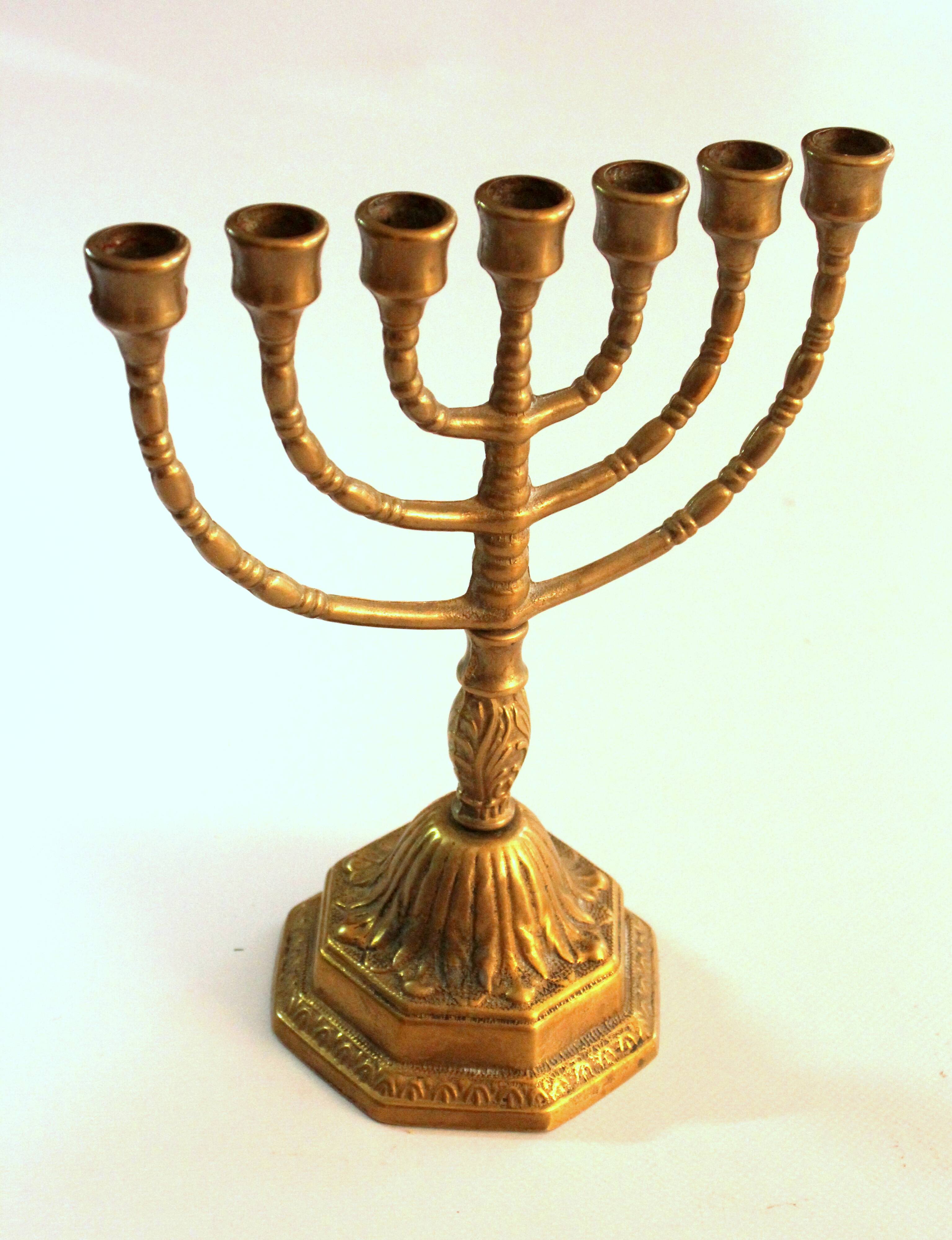 Brass menorah, brass candle holder, vintage