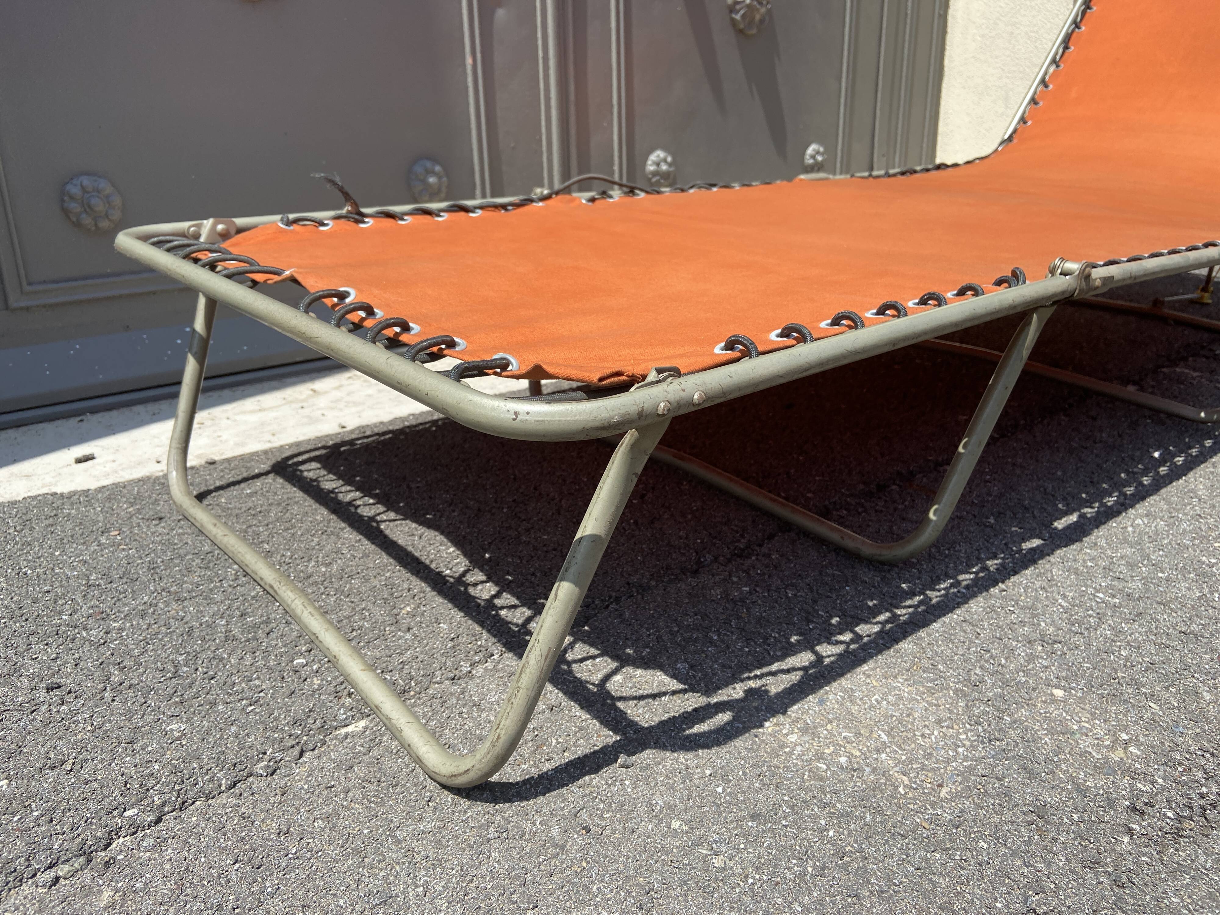 Vintage sunbathing deckchair 70S