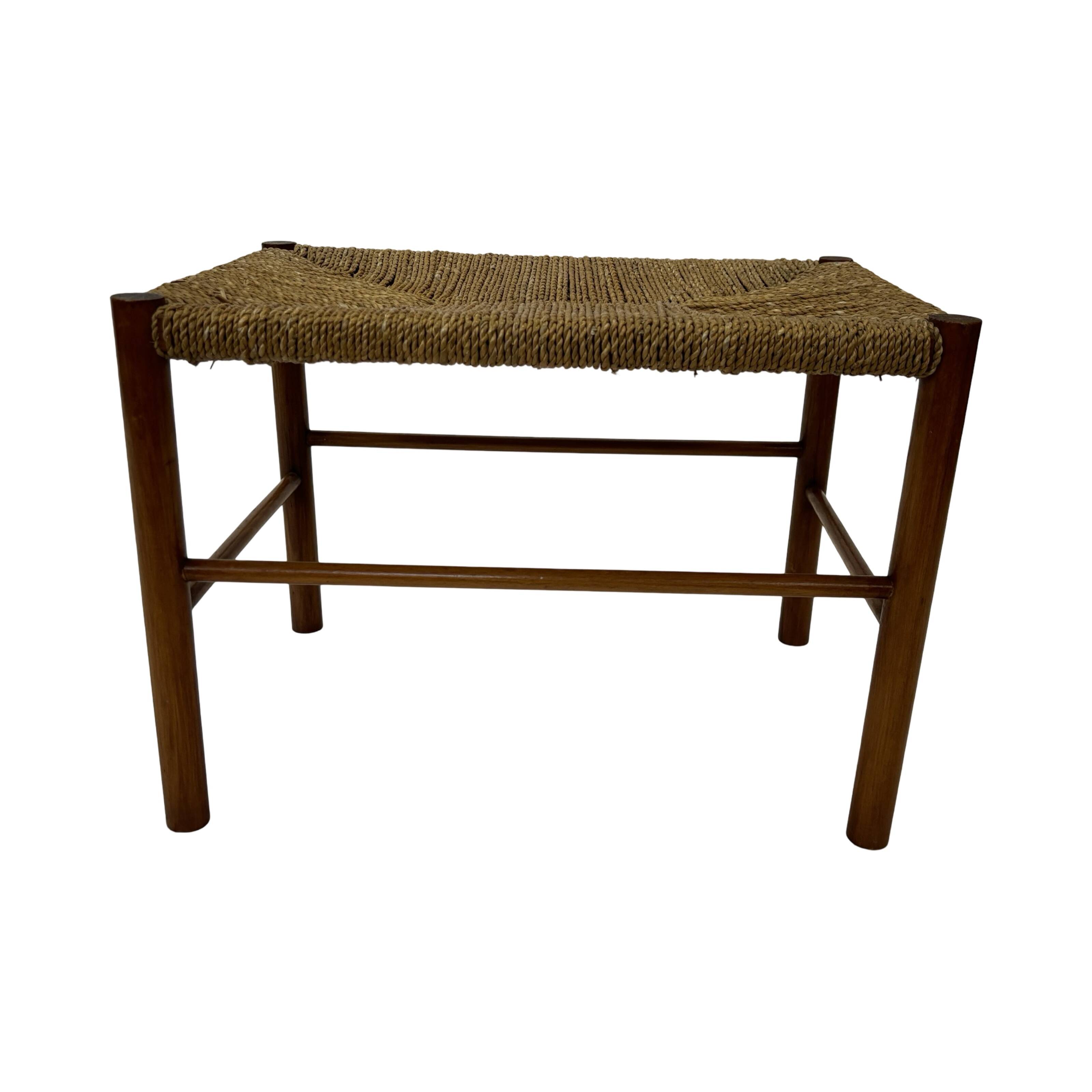 Vintage Stool Danish Papercord Rope Stool Mid Century Ottoman