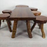 Brutalist coffee table and stools