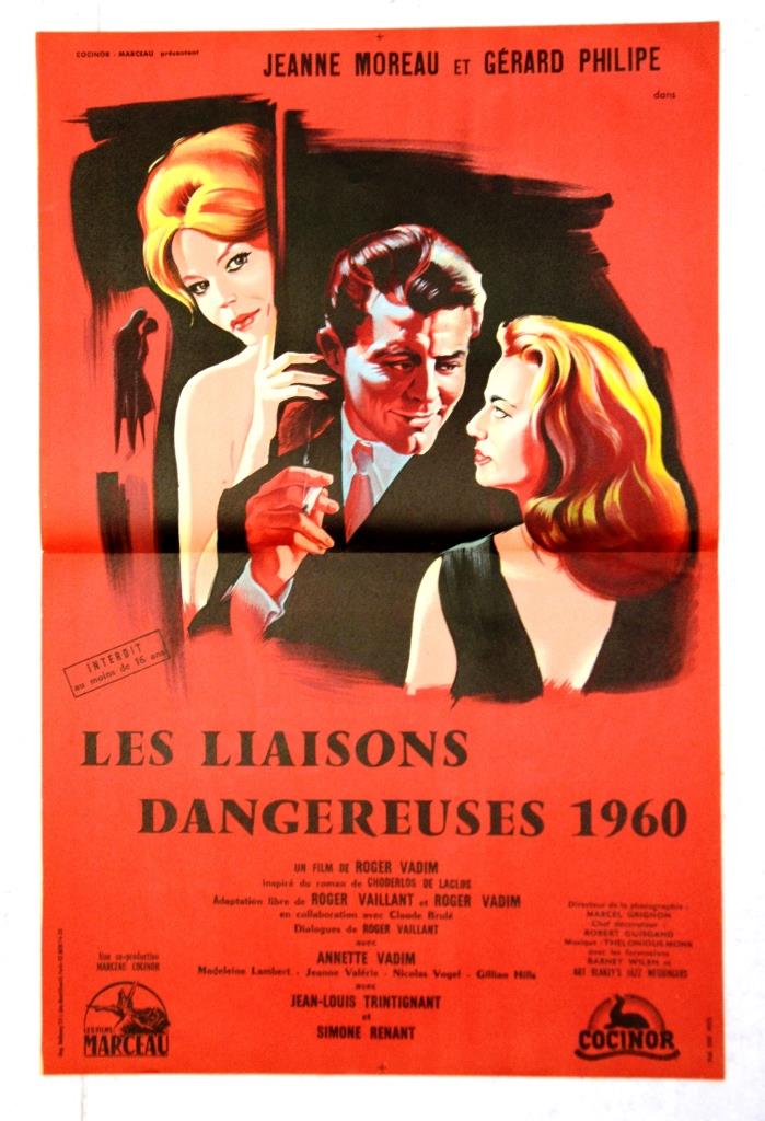 Original movie poster "The Dangerous Liaisons 1959 "Jeanne Moreau, Philipe