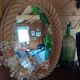 Miroir ovale vintage en corde . 65 x 50 cm .