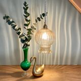 Vintage amber glass globe pendant light