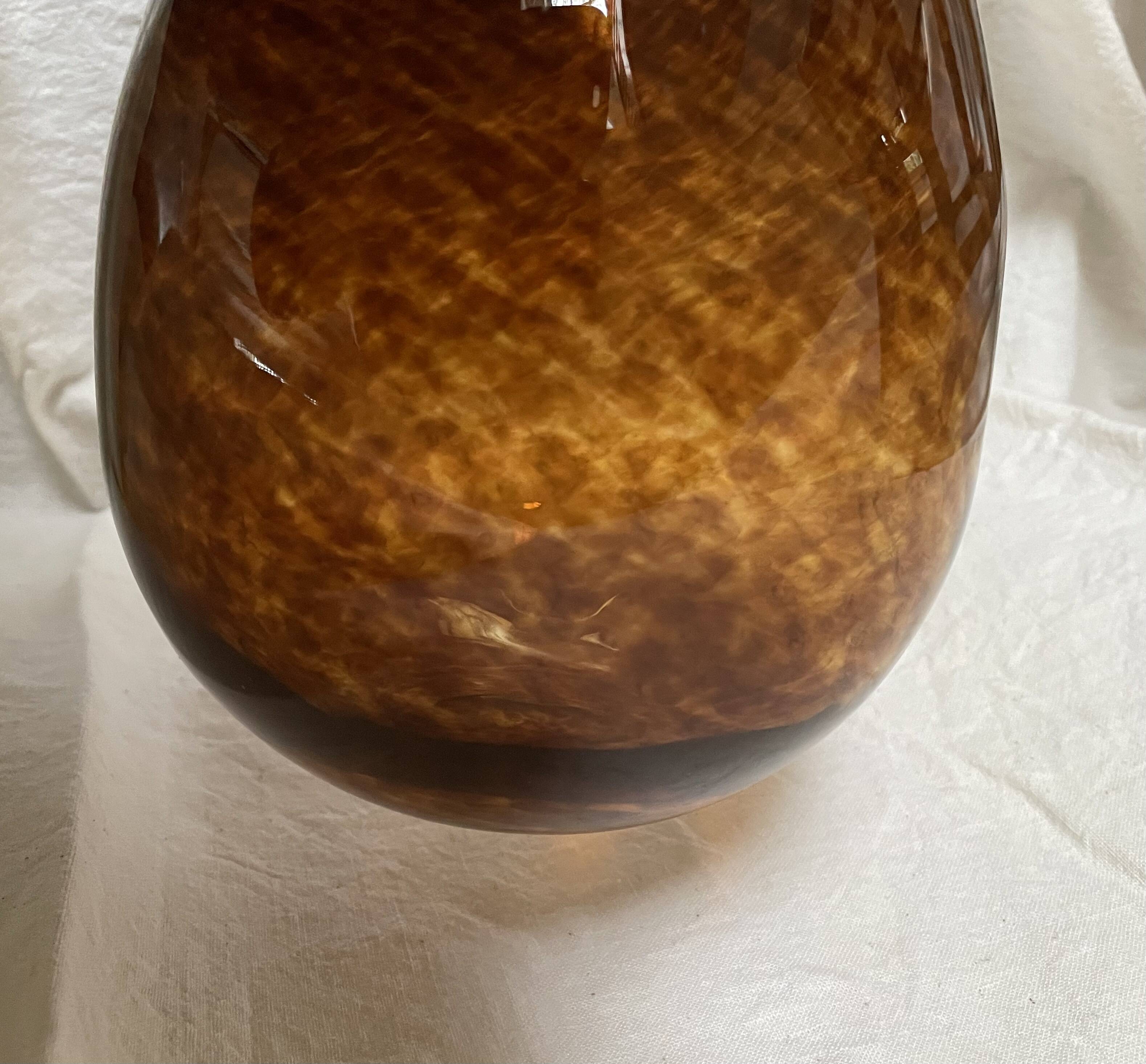 Amber glass vase