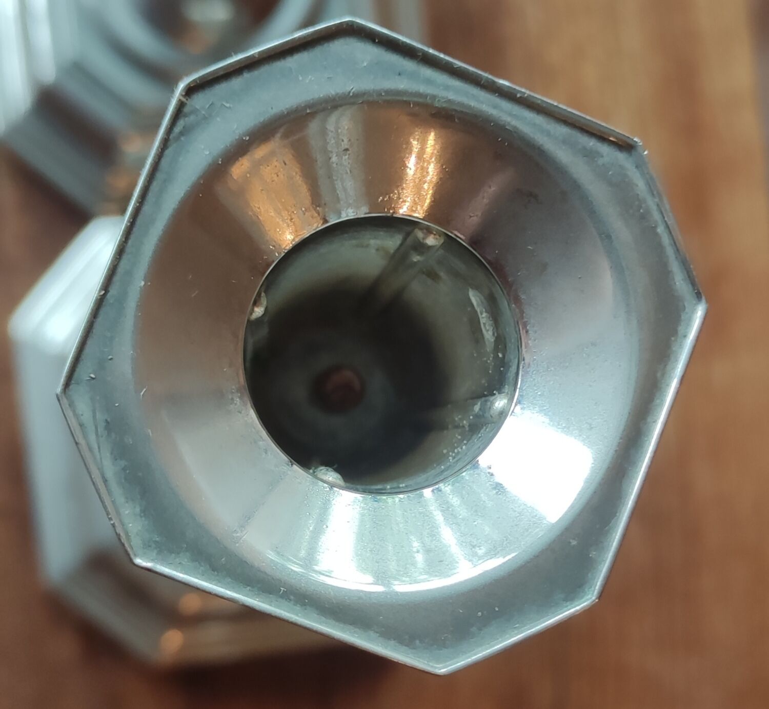 Pair of old silver metal candlesticks