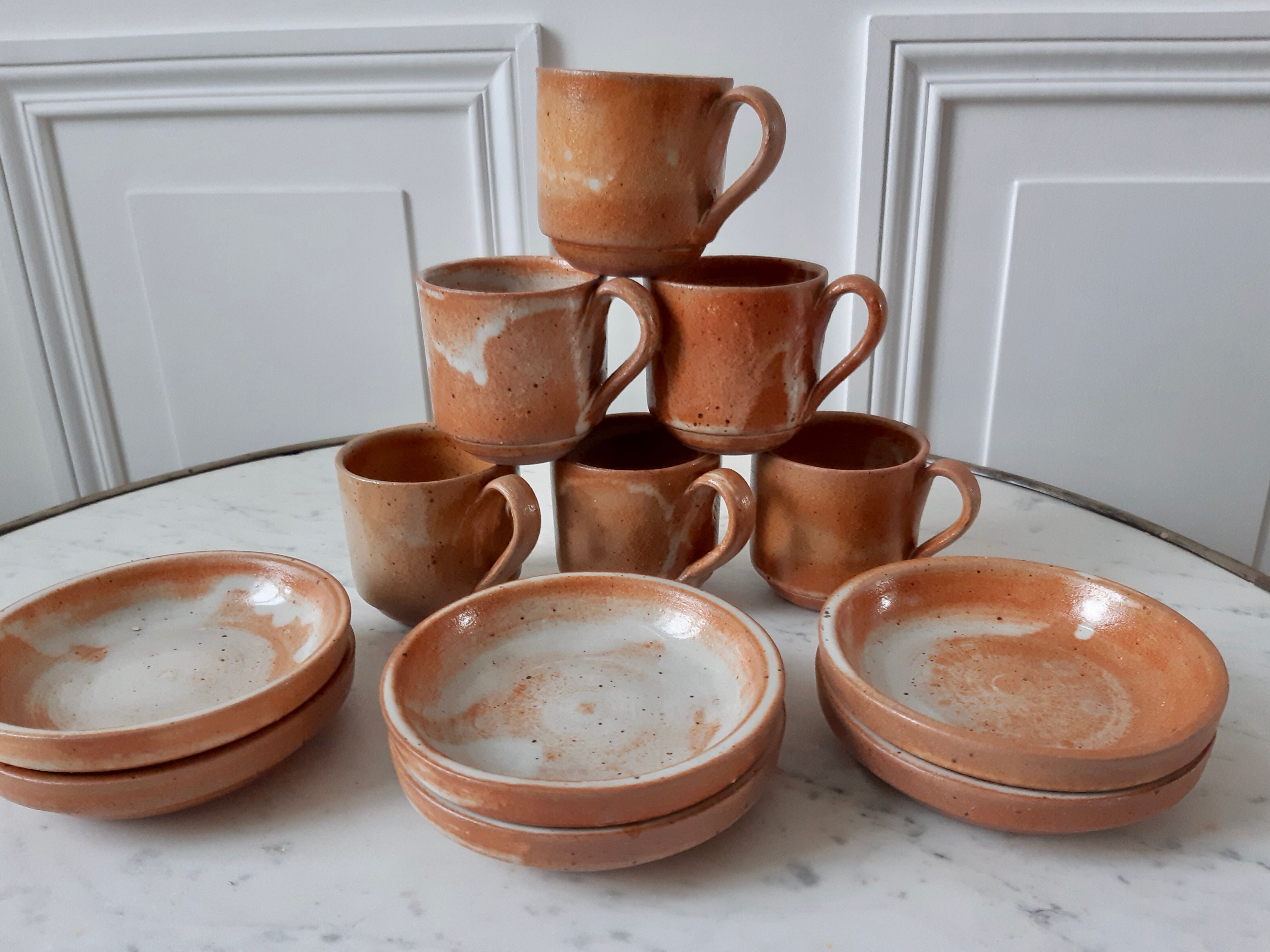 6 cups sandstone coffee cups with saucer