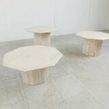 Vintage travertine nesting or side tables, 1970s