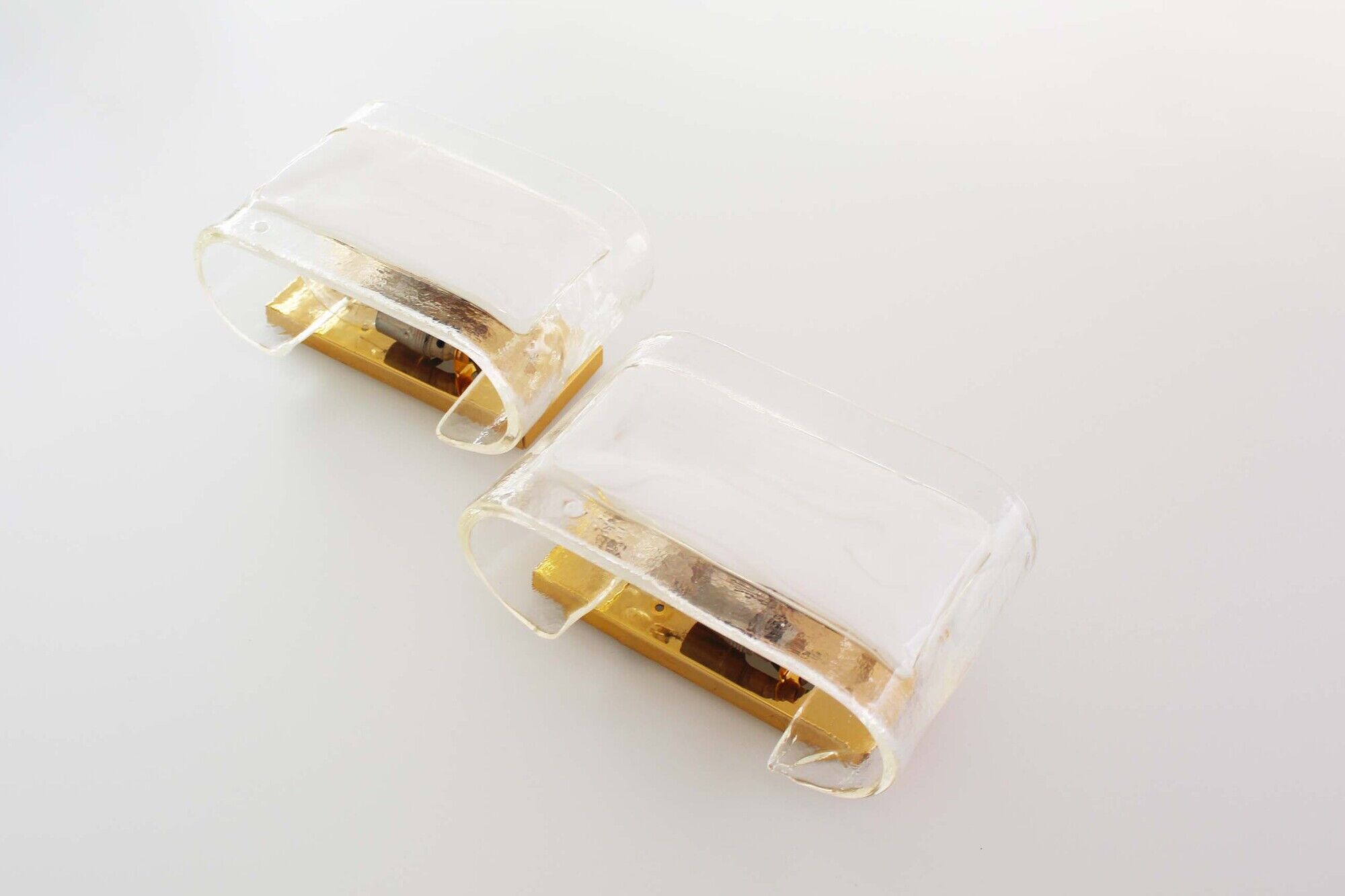 Pair of Heavy Petite Muranoglass and brass sconces by La Murrina