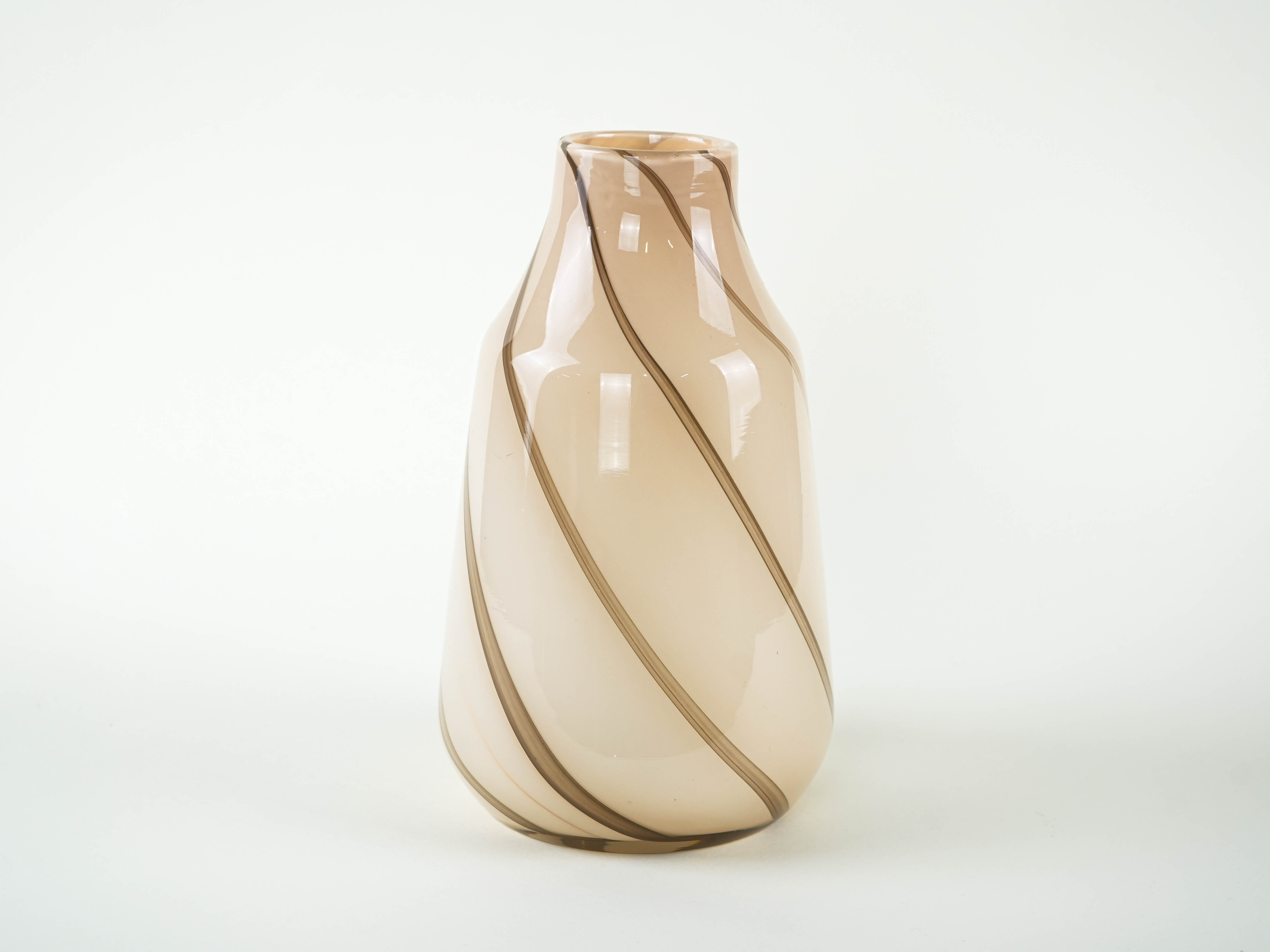 Beige glass vase, Danish design, 1970s, made in Denmark