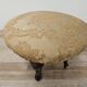 Vintage walnut pouf with fabric-covered seat, 1940s
