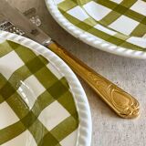5 assiettes creuses en céramique vichy verte