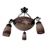 Art Deco ceiling light with four lights signed DEGUÉ (David Gueron)