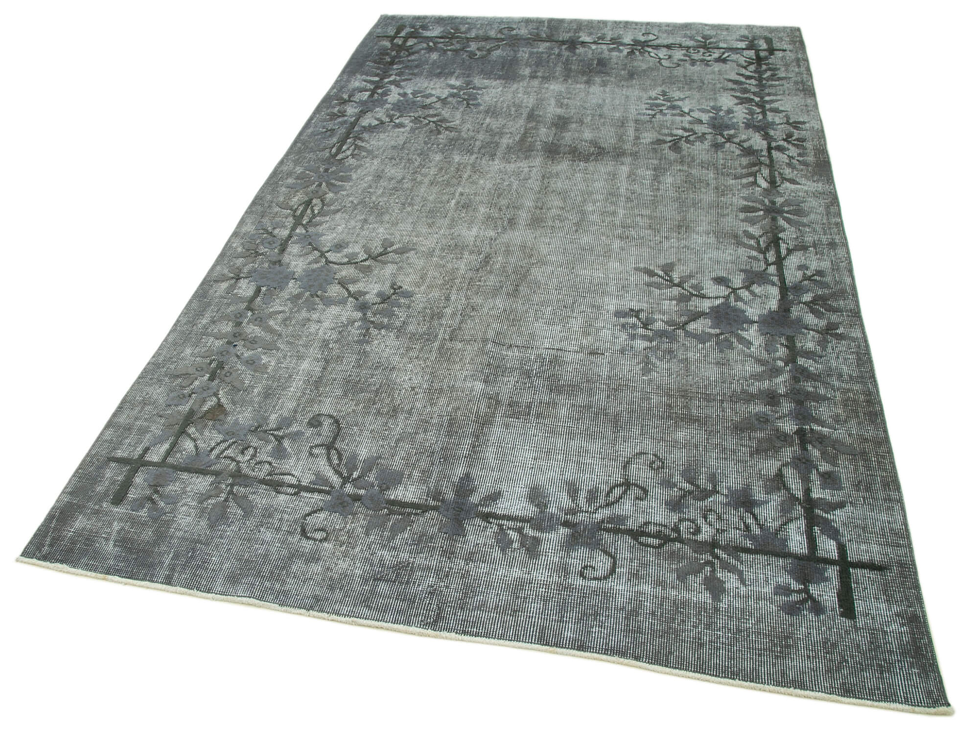 Tapis rustique anatolien des années 1980 158 cm x 270 cm tapis gris fait à la main