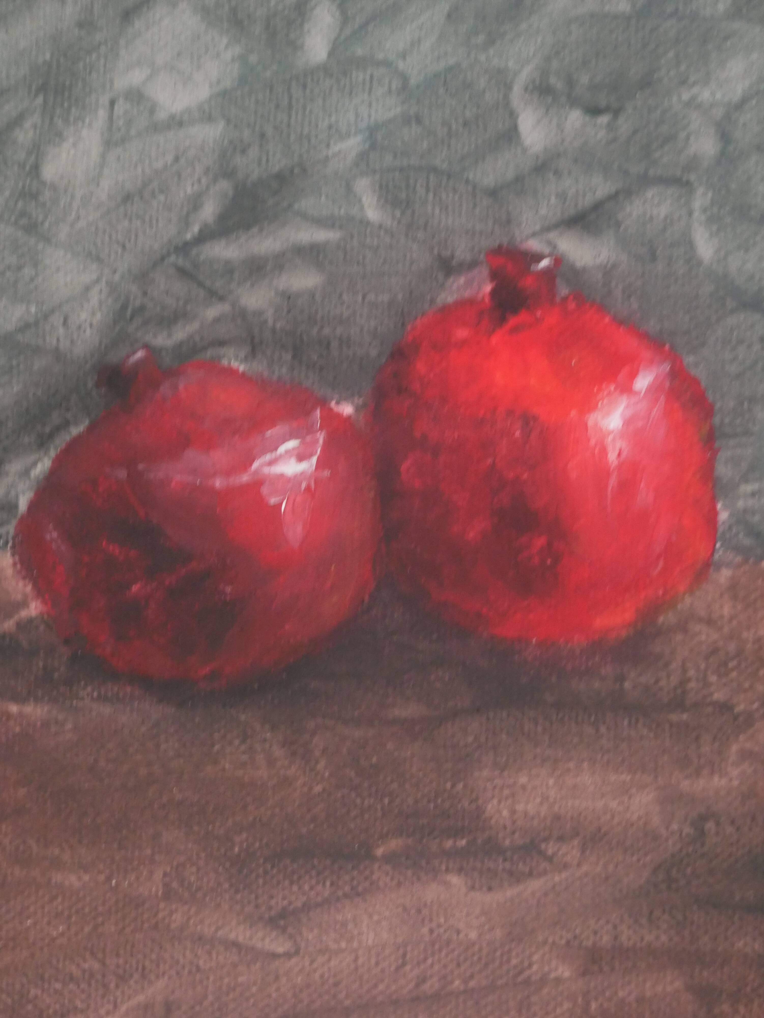Tableau acrylique sur toile grenades nature morte décoration campagne contemporain