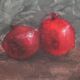 Tableau acrylique sur toile grenades nature morte décoration campagne contemporain