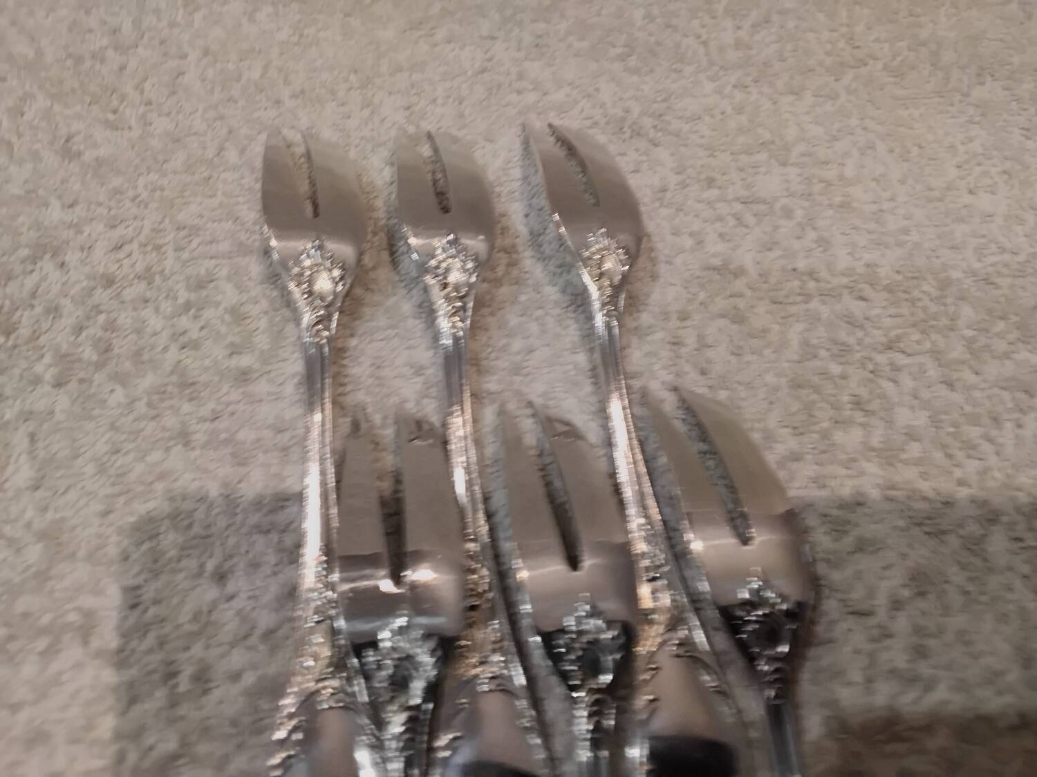 6 silver-plated metal cake forks by Christofle Marly.