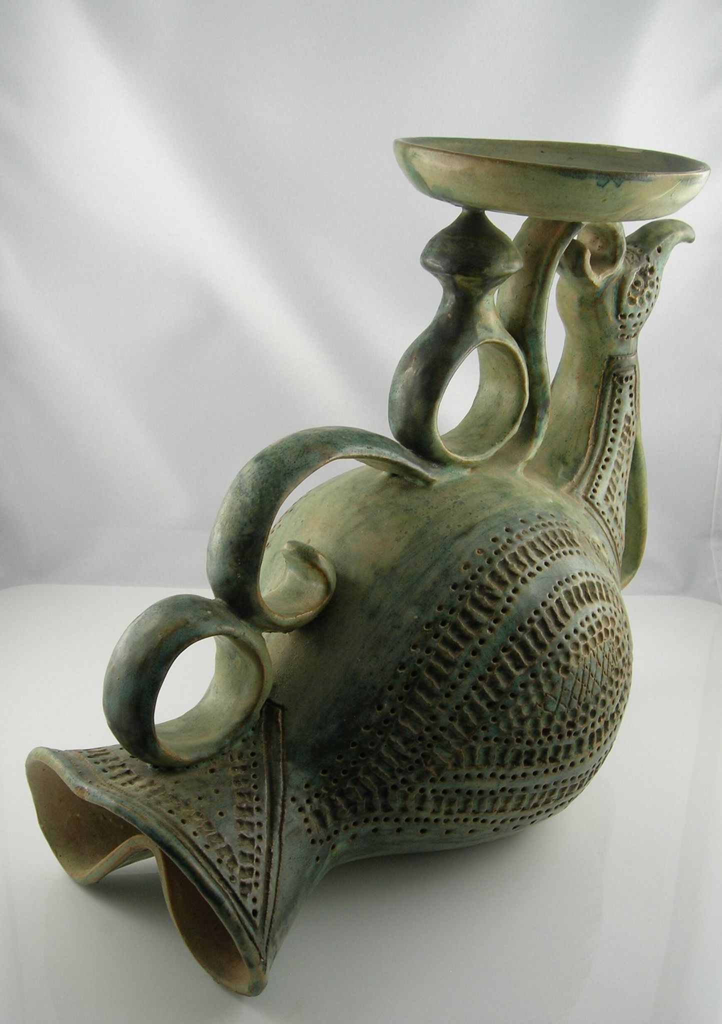 Monogrammed stoneware candlestick – Françoise Chedeville (1940)
