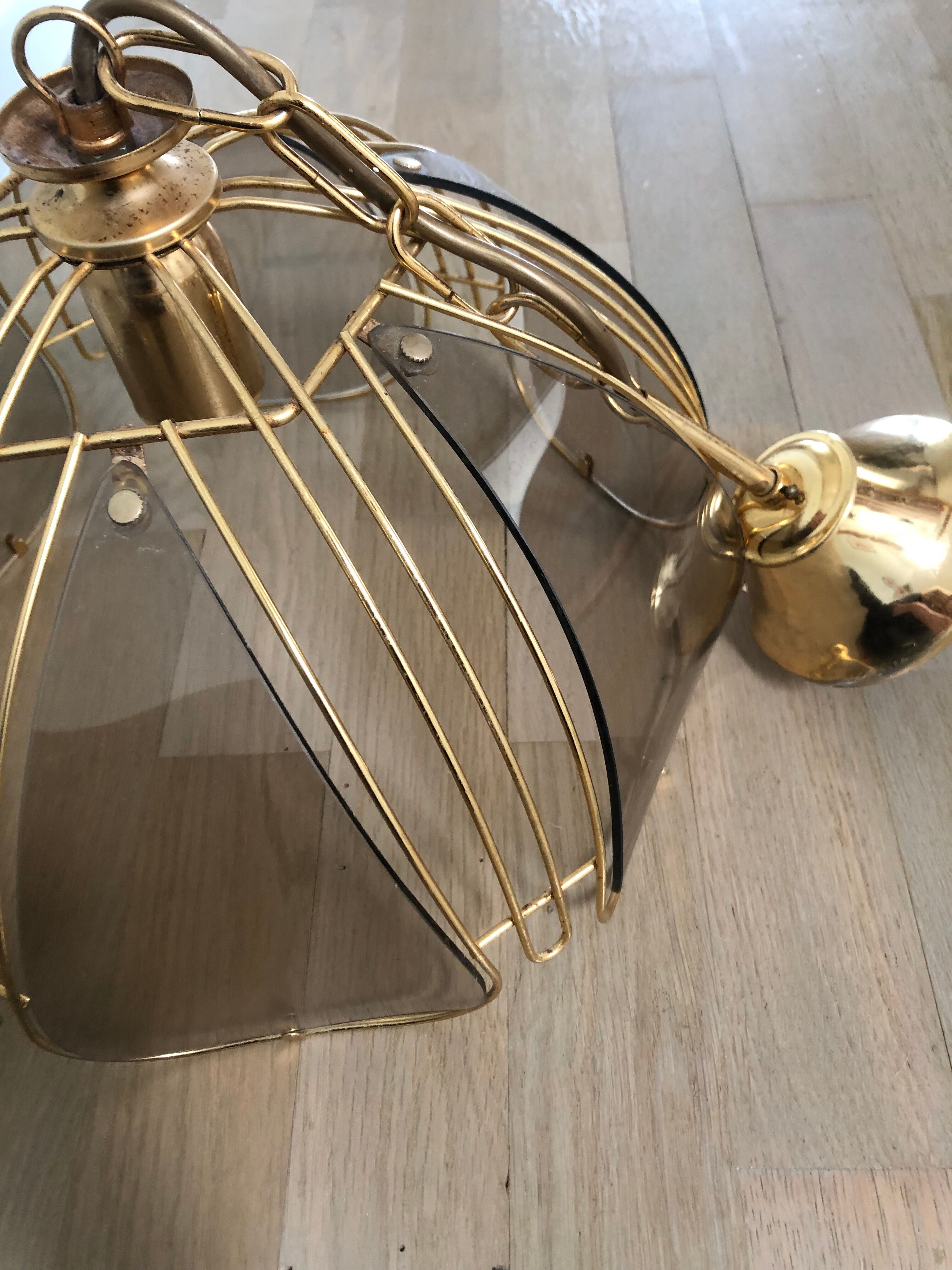 Smoked glass ceiling lamp