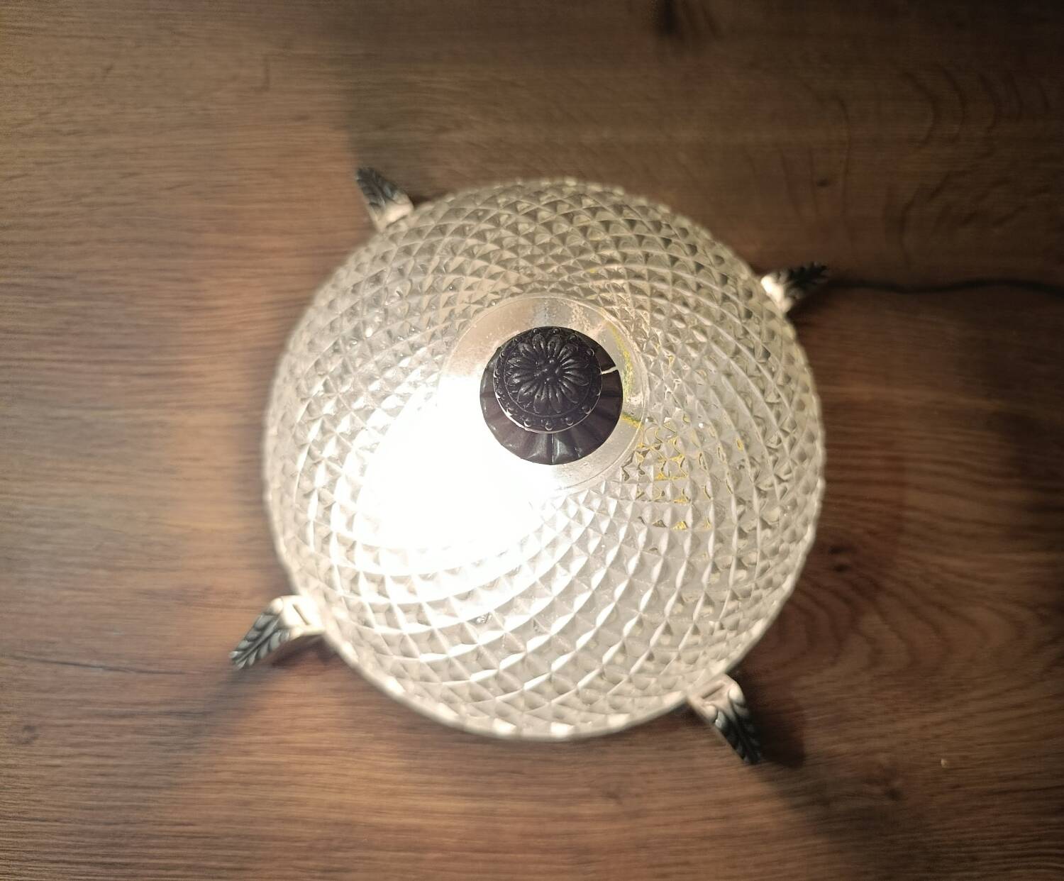 Diamond point ceiling light and chrome, mid-century