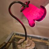 Artdeco brass lamp with pretty antique tulip 25x20