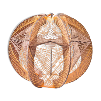 Scandinavian yarn and wood hanging lamp