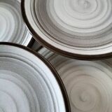 Set of 10 Salins plates with grey and brown mineral spiral decoration