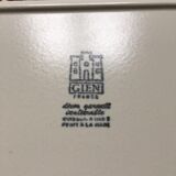Plat à cake en céramique de gien, modèle dakar, motifs fleuris peints à la main