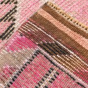 Tapis Couloir Rose à Médaillons, Tapis Turc Vintage, 86x364 Cm