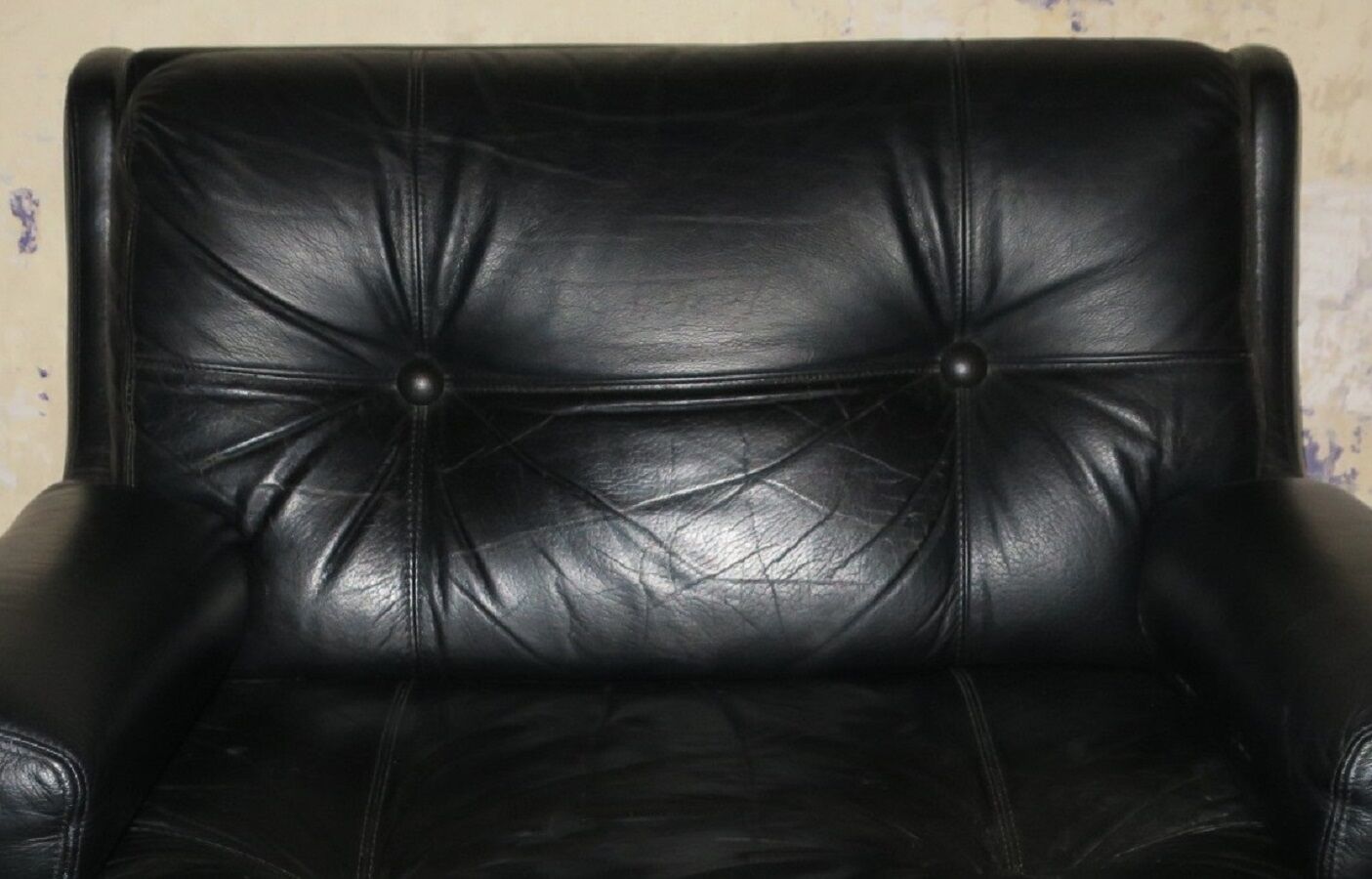 Black leather lounge chair from Dux International, Sweden 1960s
