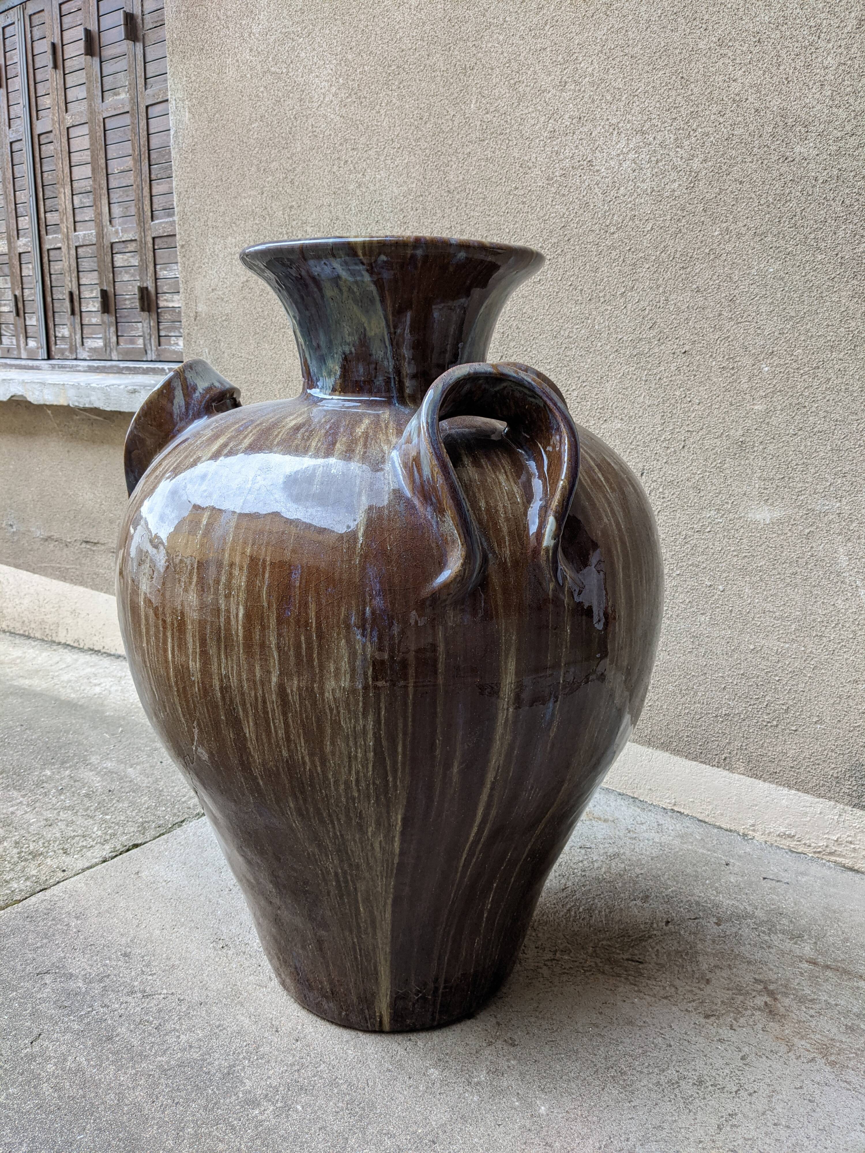 XXL jar or vase in late 19th century enamelled stoneware