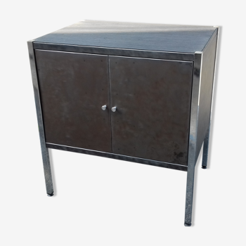 Furniture industrial type buffet around 1960 polished and varnished steel mast