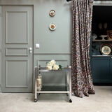 Vintage 70s serving cart in chromed metal and smoked glass