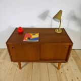 Small Danish teak sideboard with sliding doors – 1960s