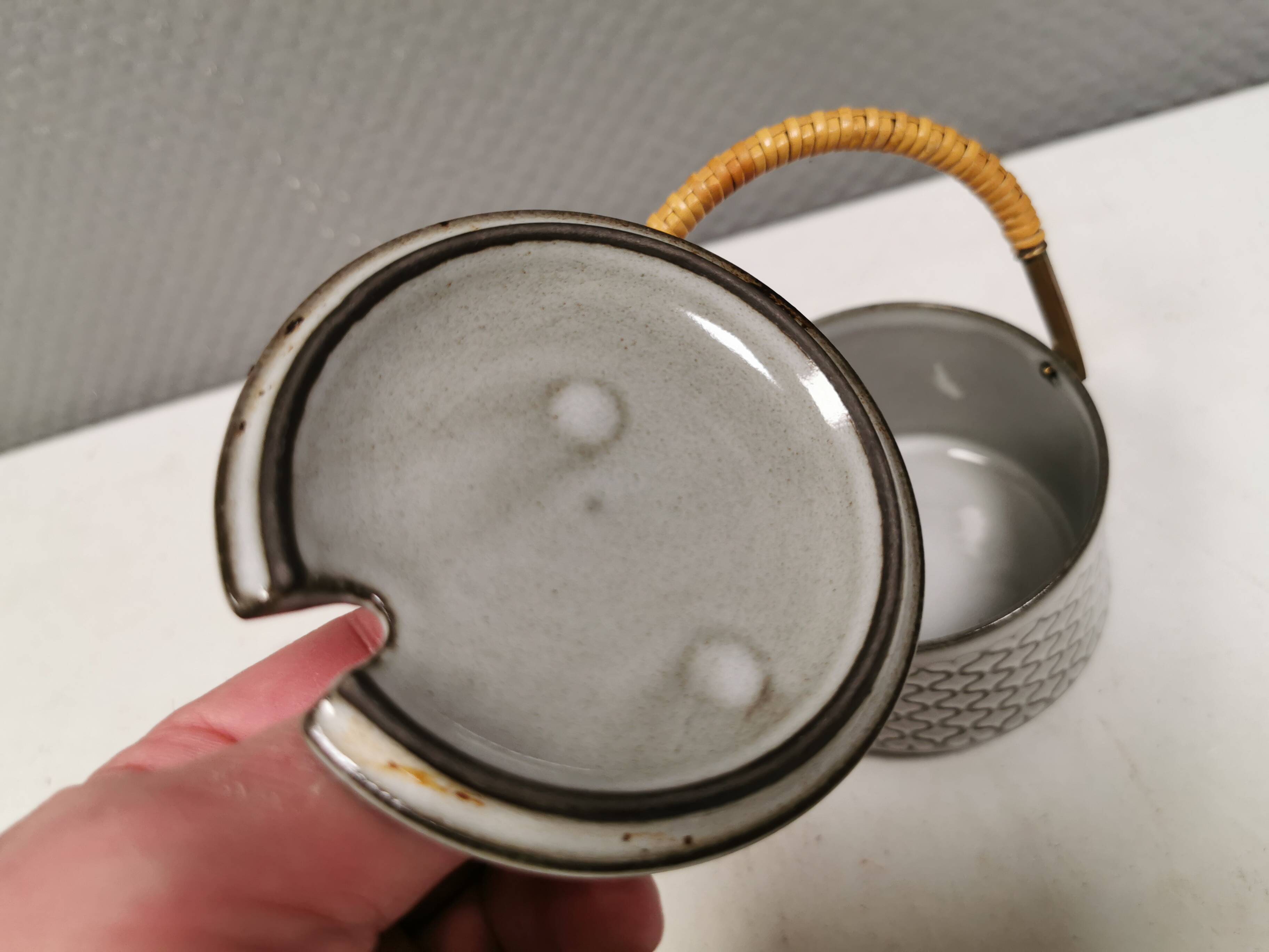 Sugar bowl made of ceramic stoneware designed by Jens H Quistgaard.