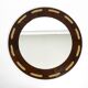 Huge 1970s maritime round pine wood wall mirror from Denmark | ∅ 89cm